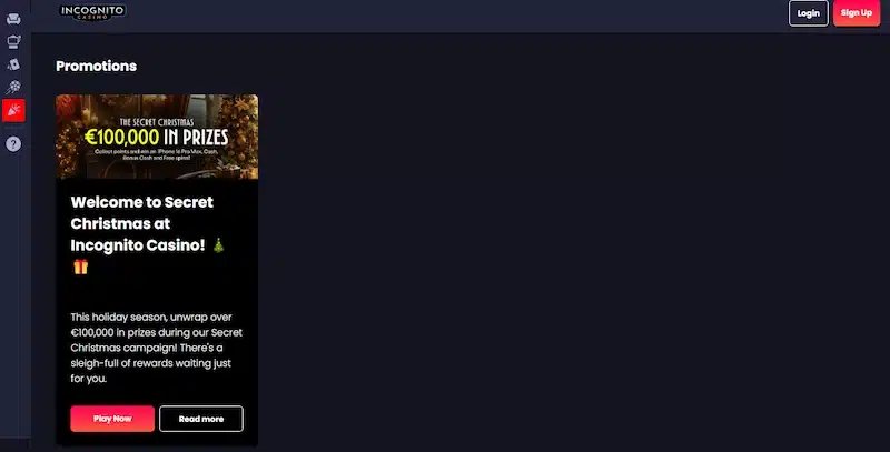 Overview of incognito casino bonus